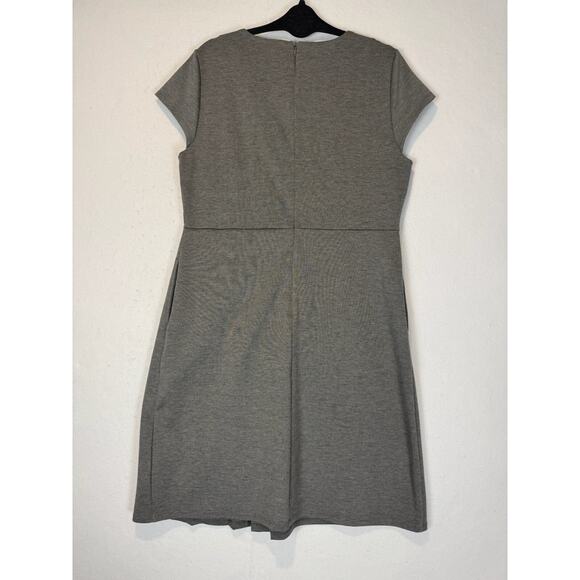 LANDS END Dress 12 Sheath Cap Sleeve Ponte Career Office Workwear Gray - Picture 3 of 6